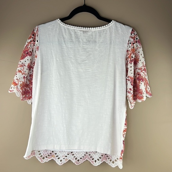 Anthropologie Porridge Short Sleeve Eyelet Slip On Top - Picture 3 of 9